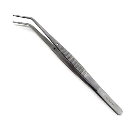 A2Z Scilab Angled Serrated Tweezers 6 w/ Alignment Pin, Stainless Steel A2Z-ZR968